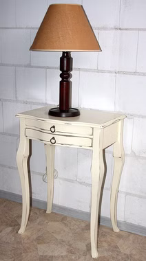 Massivholz Nachtkonsole 57x80x40cm Barock Pappel massiv creme antik Vintage lackiert Casa de mobila Goslar Massivholz Nachtkonsole 57x80x40cm Barock Pappel massiv creme antik Vintage lackiert Casa de mobila Goslar
