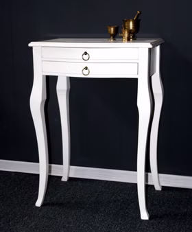 massivholz Nachttisch mit Schubladen 57x80x40cm VENEZIA Barockstil weiss Casa de mobila Goslar