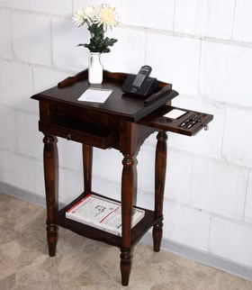 Massivholz Telefontisch mit gedrechselten beinen 49x81x37cm Pappel massiv nussbaumfarben lackiert Casademobila Goslar Massivholz Telefontisch mit gedrechselten beinen 49x81x37cm Pappel massiv nussbaumfarben lackiert Casademobila Goslar
