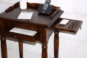 Schmale Telefontisch mit stiften schublade 49x81x37cm Pappel massiv nussbaumfarben lackiert Casademobila Goslar Schmale Telefontisch mit stiften schublade 49x81x37cm Pappel massiv nussbaumfarben lackiert Casademobila Goslar