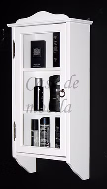 Hängevitrine 38x77x18cm DECOR Pappel massiv weiß lackiert