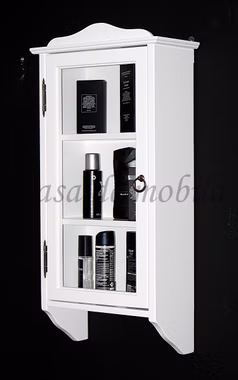 Hängevitrine 38x77x18cm DECOR Pappel massiv weiß lackiert