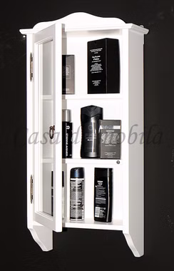 Hängevitrine 38x77x18cm DECOR Pappel massiv weiß lackiert