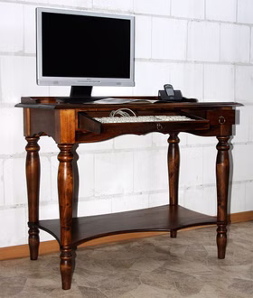 Sekretär 100x80x60cm VARESE Pappel nussbaumfarben lackiert Massivholz PC-tisch mit Tastaturauszug VARESE 100x80x60cm Braun nussbaumfarben lackiert Casa de mobila Goslar