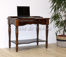 Sekretär 100x80x60cm VARESE Pappel nussbaumfarben lackiert Massivholz PC-tisch mit gedrechselte beine VARESE 100x80x60cm Braun nussbaumfarben lackiert Casa de mobila Goslar