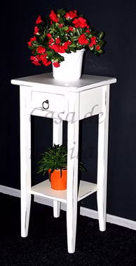 Blumenhocker mit Ablage und Schublade vintage weiss shabby chic aus Massivholz Blumenhocker mit Ablage und Schublade vintage weiss shabby chic aus Massivholz