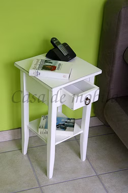 Massivholz Beistelltisch weiss shabby chic vintage mit Schublade Massivholz Beistelltisch weiss shabby chic vintage mit Schublade