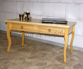 Couchtisch 98x50x48cm VENEZIA Pappel massiv natur lackiert kleine Beistelltisch mit schubladen VENEZIA Pappel massiv natur lackiert Casa de mobila Goslar