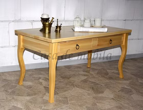 Couchtisch 98x50x48cm VENEZIA Pappel massiv natur lackiert Wohnzimmertisch aus Holz Naturfarben linde massiv mit Schubladen