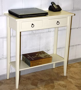 Massivholz Laptoptisch mit Schubladen und Ablage DECOR Pappel cremeweiss lackiert casademobila Goslar