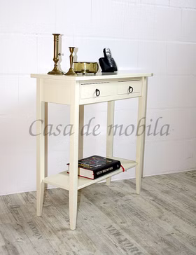 Schmale Beistelltisch mit Schubladen und Ablage DECOR creme lackiert Casademobila Goslar