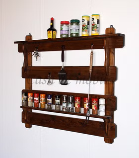 Hängeregal mit hacken 100x85x9cm DECOR Fichte massiv kolonial nussbaumfarben lackiert Casa de mobila Goslar