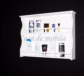 Massivholz Wandregal Badregal 80x60x15cm Pappel massiv weiß lackiert Casa de mobila Goslar