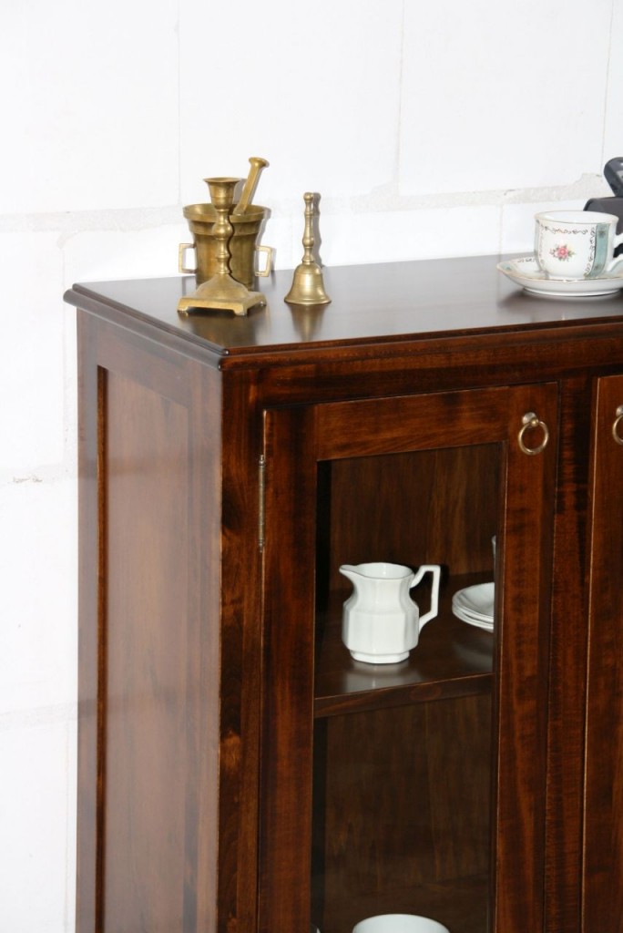 Vitrine 78x100x37cm, 2 Glastüren, 2 Schubladen, Pappel massiv