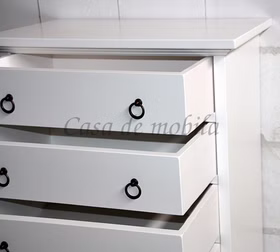 Schubladenkommode Decor 60x84x35cm, Pappel massiv weiß lackiert Kommode aus Holz mit Schubladen in weiss