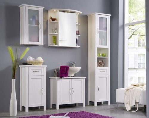 Hängeschrank weiß, Hängevitrine Badmöbel Badezimmerschrank Kiefer weiß