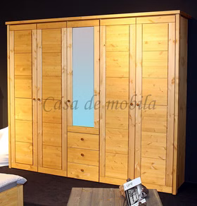 Massivholz Schlafzimmerschrank mit Spiegeltür 264x224x62cm RAUNA 5türig Kiefer massiv gelaugt geölt Casa de mobila Goslar Massivholz Schlafzimmerschrank mit Spiegeltür 264x224x62cm RAUNA 5türig Kiefer massiv gelaugt geölt Casa de mobila Goslar