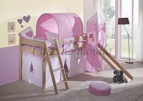 Massivholz Kinderbett HANNOVER 210x111x217cm Buche massiv natur lackiert Rutsche Casademobila Goslar