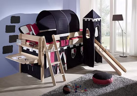 Massivholz Spielbett HANNOVER 210x111x217cm Buche massiv natur lackiert Rutsche Casademobila Goslar