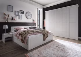 Kleiderschrank mit Spiegel 163x224x62cm RAUNA 3türig Kiefer massiv weiß von Casademobila Goslar