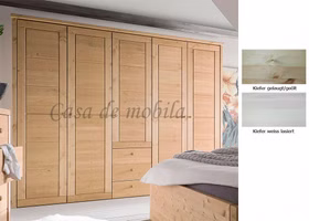 Kleiderschrank 264x224x62cm 5 Holztüren 3 Schubladen Kassettenfront Kiefer massiv Kleiderschrank 264x224x62cm 5 Holztüren 3 Schubladen Kassettenfront Kiefer massiv