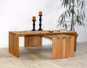 designer Holz Couchtisch-Set 2teilig CAMILLA Eiche Wildeiche massiv natur geölt Casademobila Goslar