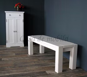 Sitzbank 140x48x43cm GULDBORG Kiefer massiv weiß lasiert