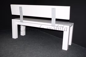 Sitzbank 180x86x47cm mit Rückenlehne Kiefer massiv weiß lasiert