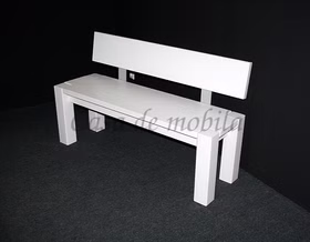 Sitzbank 180x86x47cm mit Rückenlehne Kiefer massiv weiß lasiert