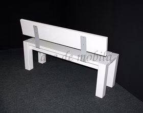 Sitzbank 140x86x47cm mit Rückenlehne Kiefer massiv weiß lasiert Sitzbank 140x86x47cm mit Rückenlehne Kiefer massiv weiß lasiert
