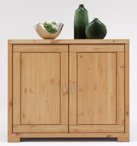 Massivholz Wäschekommode mit 2 Holztüren 109x92x47cm GULDBORG Kiefer massiv gelaugt geölt Casa de mobila Goslar