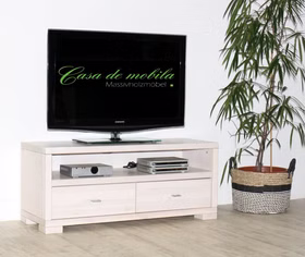 Massivholz TV-Kommode mit Schubladen 120x51x43cm GULDBORG Kiefer massiv weiß lasiert Casa de mobila Goslar Massivholz TV-Lowboard mit schubladen 120x51x43cm GULDBORG Kiefer massiv weiß lasiert Casa de mobila Goslar