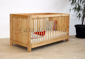 Kinderbett mit verstellbarem Lattenrost 70x140 GULDBORG Kiefer massiv gelaugt geölt Casa de mobila Goslar
