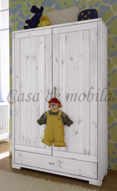 Massivholz Kleiderschrank niedrig 2türig GULDBORG 100x178x52cm Kiefer massiv weiß lasiert Casa de mobila Goslar Massivholz Kleiderschrank niedrig 2türig GULDBORG 100x178x52cm Kiefer massiv weiß lasiert Casa de mobila Goslar