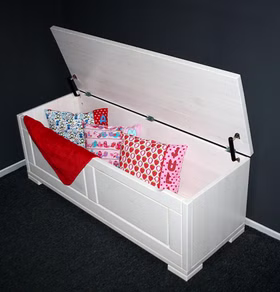 Massivholz sitzbank mit stauraum 120x45x43cm GULDBORG Kiefer massiv weiß lasiert Casademobila Goslar