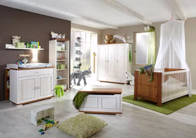 Babyzimmer set komplett 7teilig GULDBORG Kiefer massiv 2farbig weiß provence casademobila