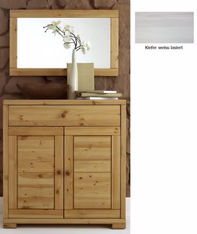Massivholz Wäscheschrank mit Spiegel Set Guldborg Kiefer massiv weiß lasiert, KM395+SP28-30 Casa de mobila Goslar Massivholz Wäscheschrank mit Spiegel Set Guldborg Kiefer massiv weiß lasiert, KM395+SP28-30 Casa de mobila Goslar