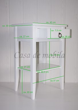 Nachttisch 40x60x30cm DECOR Pappel massiv weiß lackiert Nachttisch 40x60x30cm DECOR Pappel massiv weiß lackiert