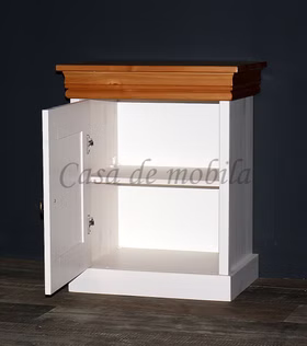 Massivholz Nachtschrank NEAPEL 51x64x35cm 2farbig Kiefer massiv weiß honigfarben lackiert, 106132083 Casa de mobila Goslar
