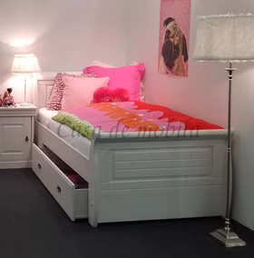 Massivholz bett mit schubladen Landhaus Neapel 100x200cm weiss casademobila Goslar