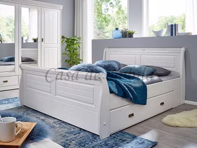 Doppelbett mit Schubladen Landhaus 180x200cm NEAPEL Kiefer massiv weiß