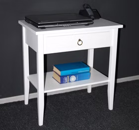 massivholz telefontisch mit Ablage und Schublade 58x60x37cm DECOR weiß lackiert casademobila Goslar