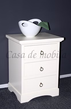 Kommode Nachtschrank aus Holz in creme weiss massiv mit Schubladen
