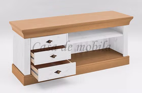 Fernsehkommode landhaus 143x59x45cm BERGEN Kiefer massiv weiß / gelaugt geölt Casa de mobila Goslar