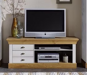 TV-Kommode 143x59x45cm BERGEN Kiefer massiv weiß / gelaugt geölt Casa de mobila Goslar