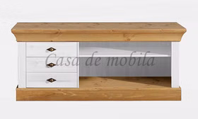 TV-Schrank 143x59x45cm BERGEN Kiefer massiv weiß / gelaugt geölt Casa de mobila Goslar