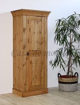 schmaler schrank halbhoch 65x163x45cm BERGEN Kiefer massiv gelaugt geölt,rotbraunfarben lackiert Casa de mobila Goslar