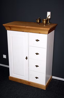 Massivholz schrank mit schubladen 88x117x45cm BERGEN Kiefer massiv weiß gelaugt geölt Casademobila Goslar