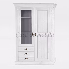 Massivholz Vitrinenschrank 108x163x45cm BERGEN Kiefer massiv weiß lasiert Casa de mobila Goslar Massivholz Vitrinenschrank 108x163x45cm BERGEN Kiefer massiv weiß lasiert Casa de mobila Goslar