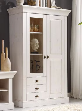 Massivholz Geschirrschrank 108x163x45cm BERGEN Kiefer massiv weiß lasiert Casa de mobila Goslar Massivholz Geschirrschrank 108x163x45cm BERGEN Kiefer massiv weiß lasiert Casa de mobila Goslar